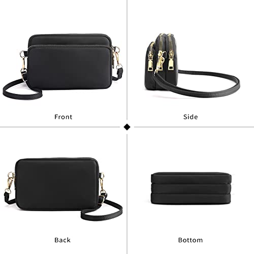 WITERY Multi Zipper Crossbody Bags for Women - Waterproof Mini Nylon Travel Shoulder Bag Cell Phone Purse Pouch with Strap3