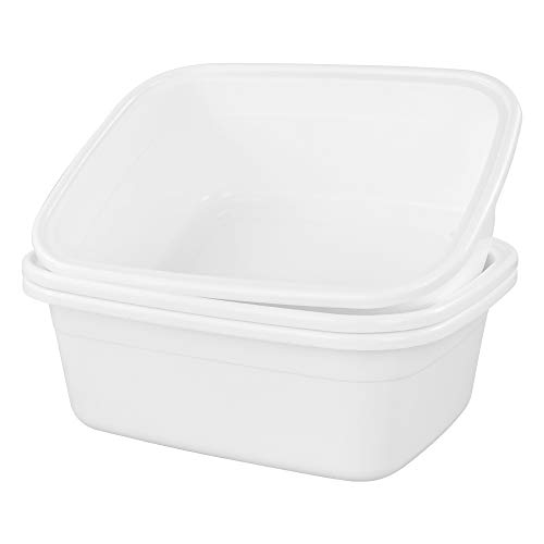 Image of AnnkkyUS 16 Quart Plastic Wash Basin, White Dish Washing Tub Set of 3