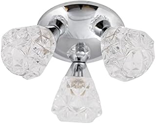 Modern Chrome 3 Light Flush Ceiling Light Fitting Glass Shades Bedroom Lounge