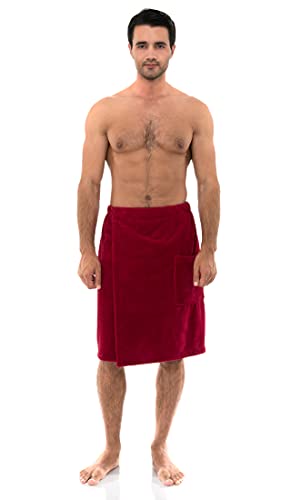 TowelSelections Men's Wrap Adjustable Cotton Fleece Shower Bath Gym Cover Up