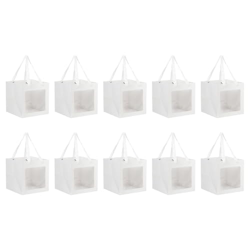 Sacs cadeaux kraft blancs 10 pcs PATIKIL moyens avec poignées pour fête