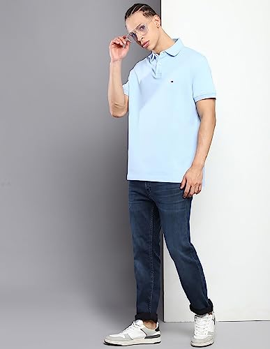 Image of Tommy Hilfiger Solid Regular fit Cotton Polo t-Shirt