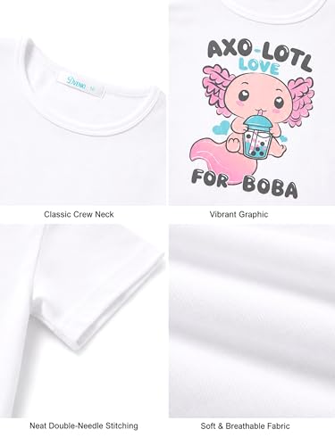 Image of Dvenki Girls Graphic Short Sleeve Crewneck T-Shirt Sizes 6-18 | breathable soft cotton blend, cute graphic prints, summer little and big girls tee, ideal casual wear for school, daily