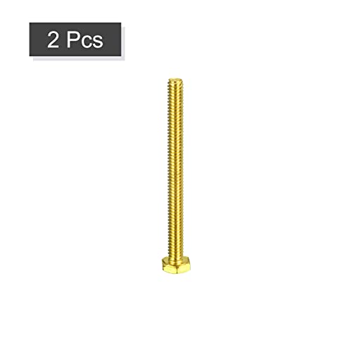 Image of uxcell Brass Hex Bolts, 1 /4-20x3 2pcs Fully Thread Grade 4.8 Solid Brass Hexagon Head Bolt Machine Screws for Machinery