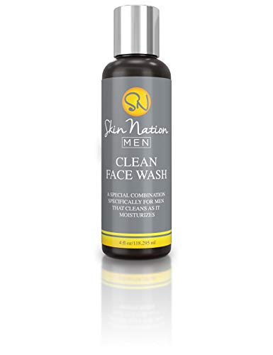 Clean Face Men's Face Wash | Clarifying Activated Charcoal Cleanser for Men | Tea Tree Oil, Moisturizing, Antioxidants | with Organic Natural Ingredients | Skin Nation by Michelle Stafford
