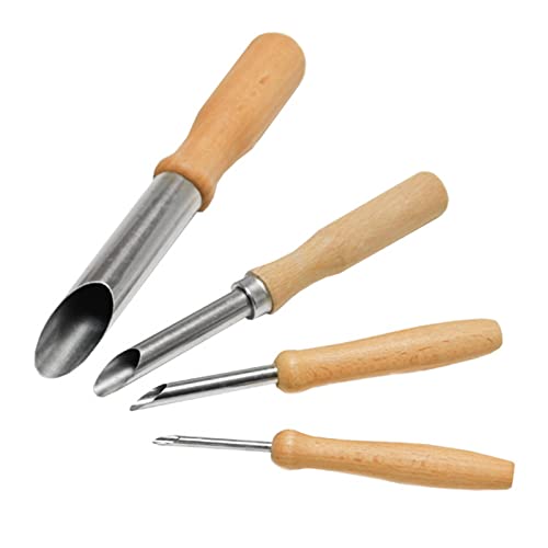 Lot kit 4 Outils perforatrice Ronde, Poterie Argile En Céramique Outils En Bois Poignée, Outils de Sculpture, Céramique Outils, pour Poterie Ceramique Modelage Sculpture Gravure Argile Ciseaux Couteau Cover