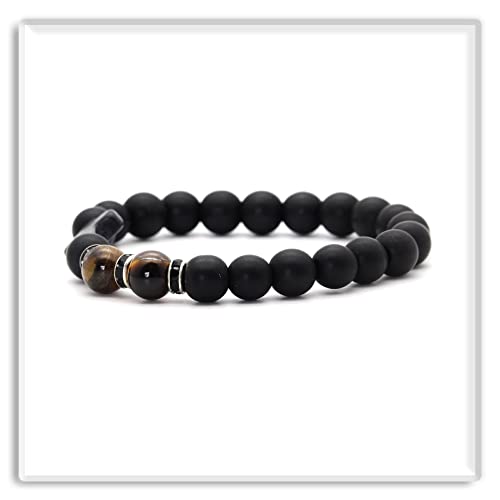 Image of Xusamss Fashion 8MM Matte Agate Beads Bracelet Cross Elastic Bracelet,7 1 /2 Wrist