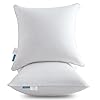 Oubonun 18″x18″ Pillow Inserts (Set of 2) – Throw Pillow Inserts with 100% Cotton Cover – 18 Inch Square Interior Sofa Pillow Inserts – Decorative Pillow Insert Pair – White Couch Pillow