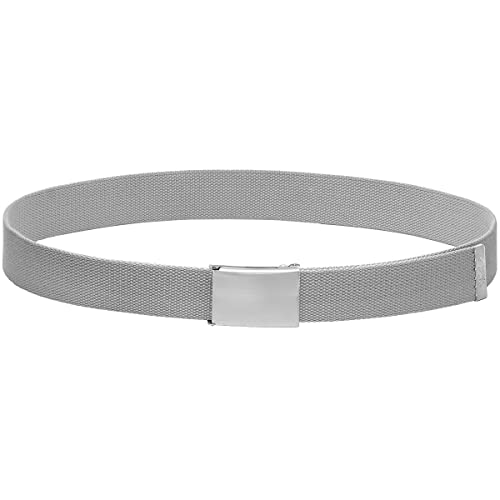 Falari Canvas Web Belt Fully Adjustable Cut To Fit Golf Belt Flip Top Silver Buckle - Light Grey #TOP3