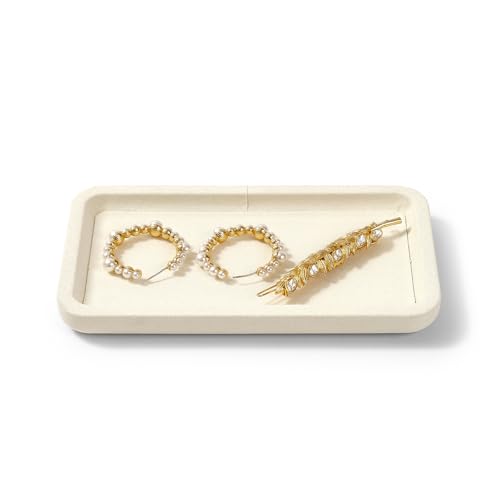 Microfiber Jewelry Trays Stackable Jewelry Display Tray Jewelry Bracelet Necklace Tray Organizer Ring Earring Necklace Organizer Tray Jewelry Trays For Drawers (Beige