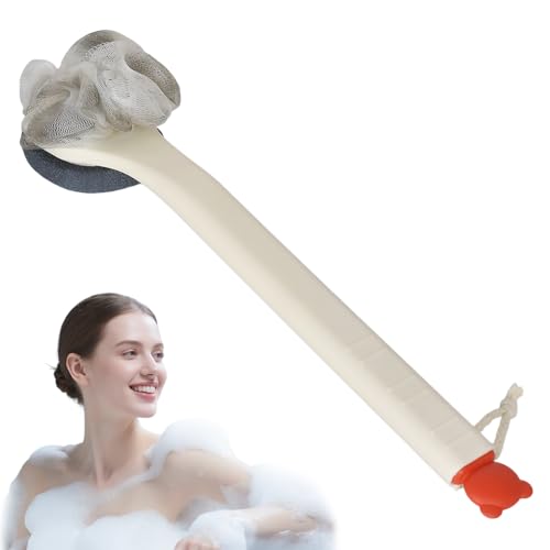 Cepillos Ducha, Cepillo Espalda Ducha 38 cm, Exfoliante, Corporal Cepillo Ducha Doble Cara con Esponja y Cepillo para Pies, para Eliminar Las Toxinas de la Piel Muerta, Mejora Las Funciones Linfáticas