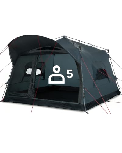 qeedo Quick Villa L, Familienzelt 5 Personen, Sekundenzelt mit Stehhöhe - Stoneblue