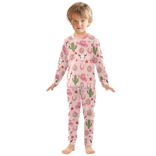 Pajama Sets Long Sleeve Cowboy Hat Theme Pattern Soft Comfy Sleepwear 2 Piece PJS 3-8T2