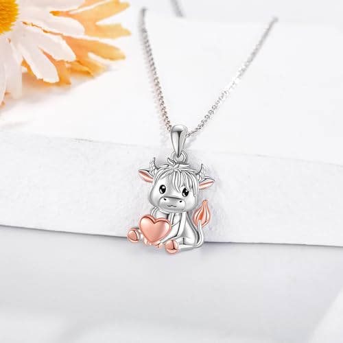 ONEFINITY Highland Cow/Giraffe/Jellyfish/Phoenix/Horseshoe/Horse/Lion/Cardinal/Fairy/Owl/Frog Necklace 925 Sterling Silver Animal Pendant Necklace Jewelry For Men Woman2