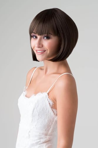 Perruque brune courte avec volume naturel et carré inversé Colette
