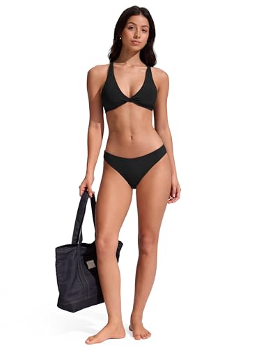 Image of CRZ YOGA Twist Front Bikini Tops | Removable Pads, A-C Cup, V Neck, Criss Cross Back, Swim, Bathing Suit Bra for Women