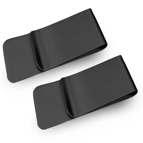2 pack Stainless Steel Money Clip Slim Handiness Cash Metal Credit Card Holder Minimalist Front Pocket Wallet Men's Gift(black)