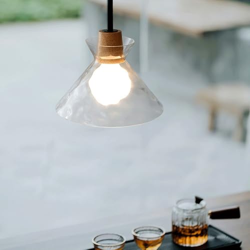 Suspension de style simple avec abat-jour en verre et douille E27 pour plafond