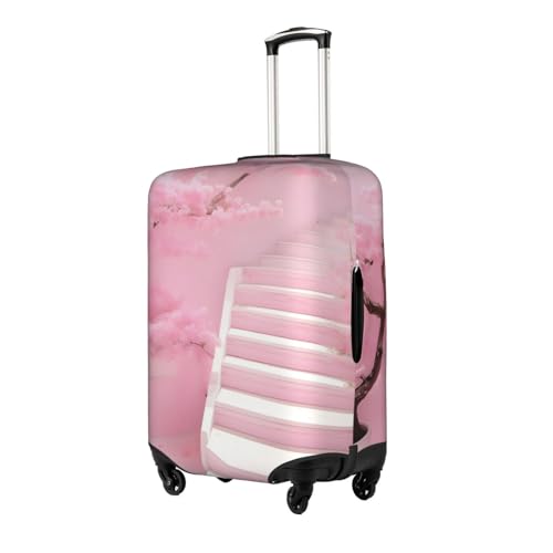 Cherry Blossom White Staircase Luggage Cover, Suitcase Protector,%Trolley Case Cover For Medium Luggage, Suitcase Protector.2