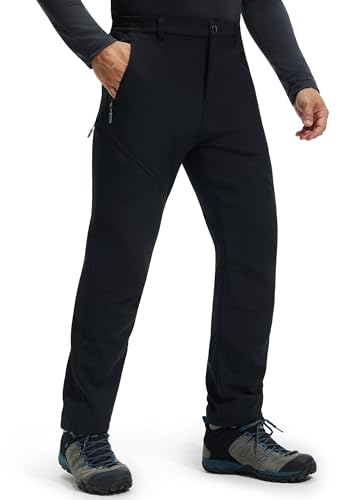 Libin Thermohose Herren Winter Softshellhose Wasserdicht Winddicht Gefüttert Skihose Wanderhose Winterhose Outdoorhose Schneehose Regenhose Trekkinghose, SchwarzXL