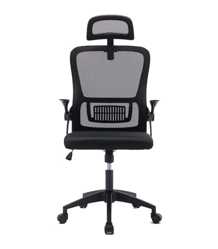 Max Star Silla de Oficina Ergonómica Silla Giratoria, Altura Regulable, Respaldo y Asiento de Malla Transpirable, Escritorio, Oficina, Hogar, Reuniones, Negra