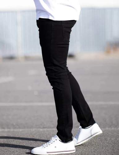 Mywinway Skinny Jeans for Men Spring Fall Stretchy Slim Fit Mid Waist Tapered Leg Distressed Classic Denim Pants4