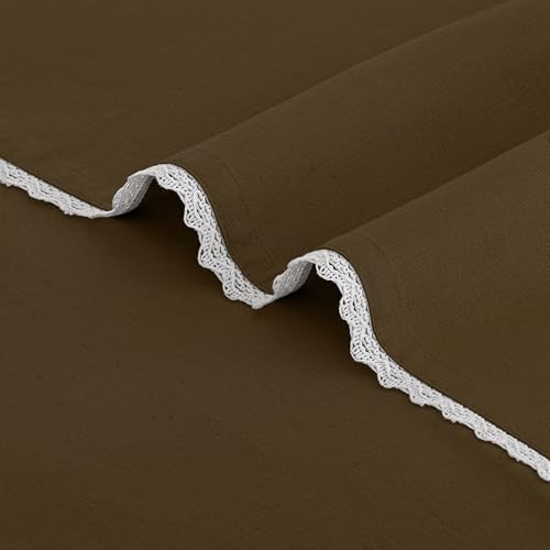 Image of FINGERCRAFT Lace Trim Cloth Napkins Set of 6, 20x20 Inch Cotton Linen Blend Dinner Napkins, Reusable Washable Table Napkins for Wedding, Farmhouse Dining, Parties & Home Decor (Brown)