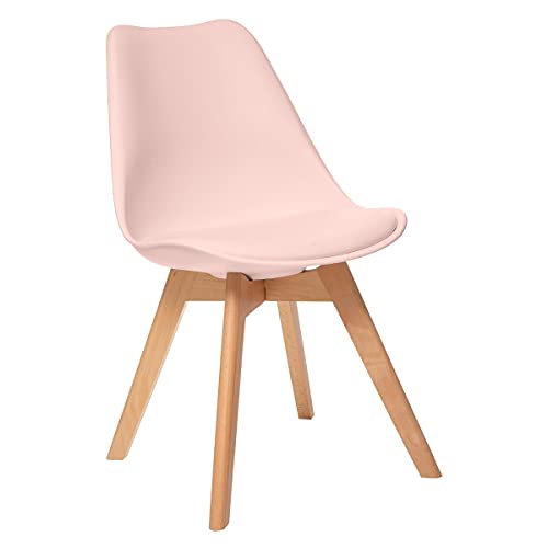 Chaise Baya Rose poudré - Pieds en hêtre - Atmosphera créateur d'intérieur