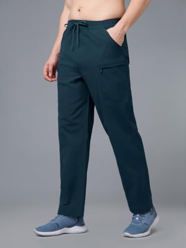 Image of TECHNOSPORT Men's Solid Baggy Fit Cargo Trackpants TS DURAFLEX Technology Drawstring Multi Pocket Polyester Joggers for Gym Running Workout Travel Casual Wear Quick Dry