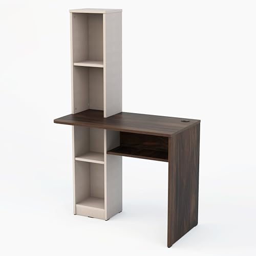 Image of Studio Kook Champion Engineered Wood Study Table with Storage, Matte Finish, 5 Shelves (Junglewood Fabric Finish)