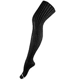  Shimasocks Öko Damen Strumpfhose Ajour Häkellook schwarz, Größe:52-54k