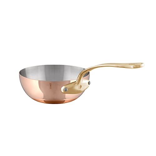 Mauviel M'Heritage 200 B 2mm Polished Copper & Stainless Steel Chef Pan With Brass Handles, 3.7-qt, Made in France