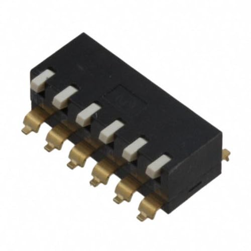 Pack of 2 A6SR-6104 Dip Switch SPST 6 Position Surface Mount, Right Angle Piano Actuator 25mA 24VDC : RoHS