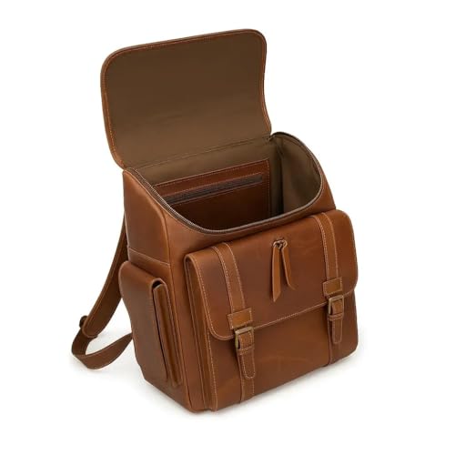 Trahide – Backpack Solid Brown Leather Pockets | 14” x 13” Inches – Pick yours - Pick for me
