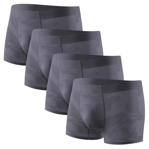 Casey Kevin Men's Ice Silk Boxer Briefs Modal Underwear Soft Breathable Boxer Briefs for Men 4 Pack (black*4, XX-Large) Cover