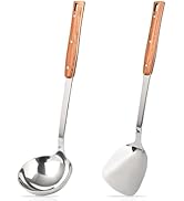 FJNATINH 2Pack Stainless Steel Cooking Utensils Set, Kitchen Spatulas and Soup Ladle Set, with Hi...