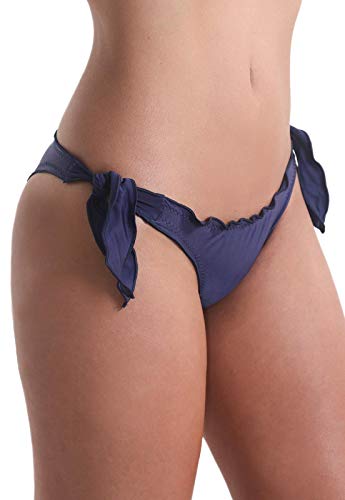 Calcinha Biquíni Avulso Fru-Fru de Amarrar Orquídea - Azul Marinho - P
