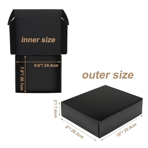 Image of ZBEIVAN 10x8x3 Black Small Shipping Boxes, 30 Packs Corrugated Cardboard Mailer Boxes for Packaging Small Business Mailing Gifts Wrap Boxes with Lids