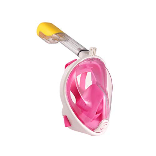 FLHLH máscara de decatlón bajo el Agua,Máscara de Buceo Anti-vaho de Silicona Completamente Seca, Impermeable, con Lentes de cámara HD, Rosa_SM