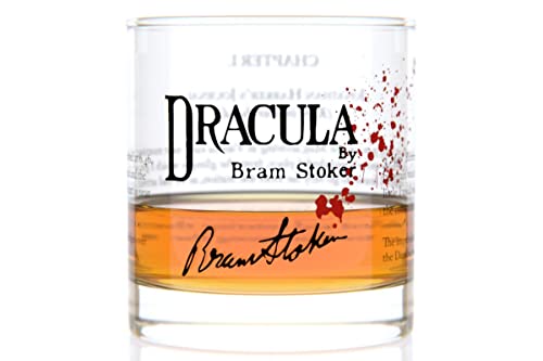 Well Told Classic Literature Rocks Glass - Dracula by Bram Stoker - Old Fashioned Whiskey Glass Gift for Book Lovers (11 oz)
