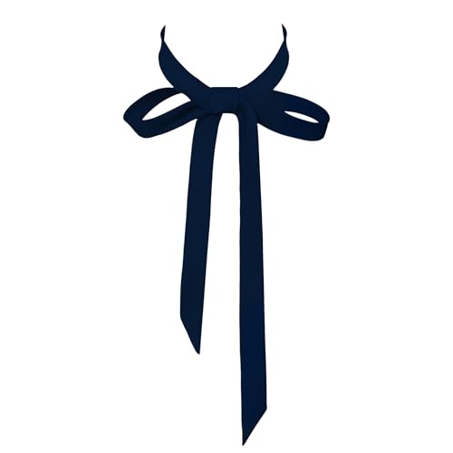 SYAYA Nœud papillon long à nouer soi-même pour femme – Ras du cou ruban pour uniforme de femme ou t-shirt de cosplay pour remise de diplôme W-B-T1, bleu marine, taille unique