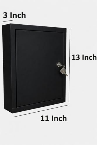 Image of Heavy Metal Keyholder Box Key Wall Box Storage Key Organizer Wall Mount Key Holder for Wall Size Large 13 * 11 * 3 inch (Black KEYHOLDER)