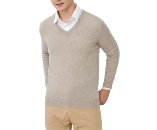 Men’s V-Neck Sweater Cotton Blend Knit Pullover Autumn Winter Warm Business Casual Jumper