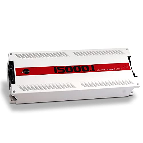 One Channel Car Audio Mono Amplifier, 1500 Watt Max @ 1 Ohm High-Powered Mono Car Amplifier with Subsonic Filter, Cooling Fans, White