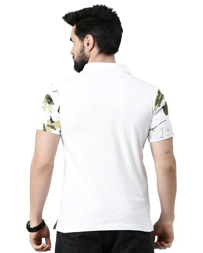 Image of Noble Monk Men's Cotton Regular Fit Polo Neck Printed Half Sleeve T-Shirt