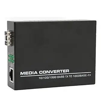 Media Converter, Dual LC Gigabit SFP to RJ45 10/100/1000Base TX to 1000Base FX Multimode Fiber Connector Fiber Media Converter, 850nm Wavelength Ethernet Media Converter with Heat Dissipation