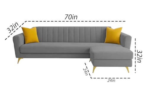 Image of Casaliving Murdock 4 Seater Convertible Sofa Set for Living Room, 3 Seater & Ottoman Modular Sectional Couch for Small Space (Dark Grey Colour) Fabric