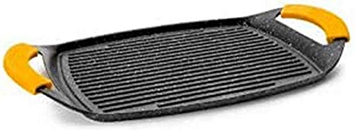 IBILI Basic Stone Waved Griddle, 47 x 29 cm, Cast Aluminium, Stone-Style Non-Stick Coating, Suitable for Induction Hobs