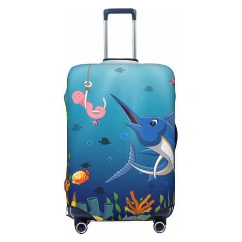 Travel Luggage Cover Spandex Suitcase Protector Bag,Funny Cartoon Swordfish Anti-Scratch Fits 18-32 Inch Luggage, Baggage Covers For Kid And Adult,X-Large