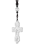 Diyalo Collar con colgante de cruz ortodoxa rusa, cadena de cuerda trenzada de 27.56 pulgadas, 4 colores Pendant Size: 36mm/1.42 inch x 76mm/2.99 inch